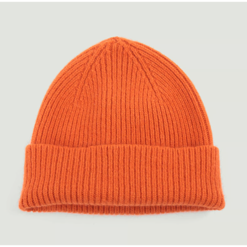 Bonnet Mixte en Maille Orange Glow