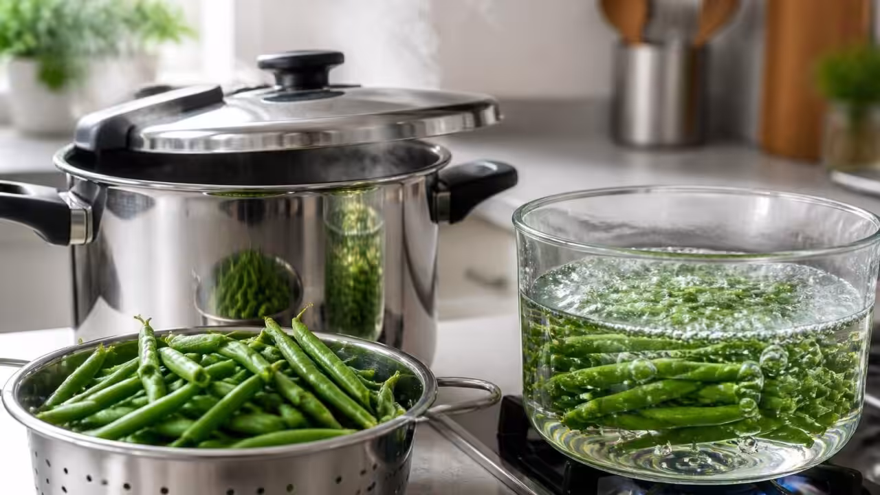 découvrez comment cuire parfaitement les haricots verts, que ce soit à la cocotte-minute pour une cuisson rapide ou à l'eau pour préserver leur saveur et leur texture.