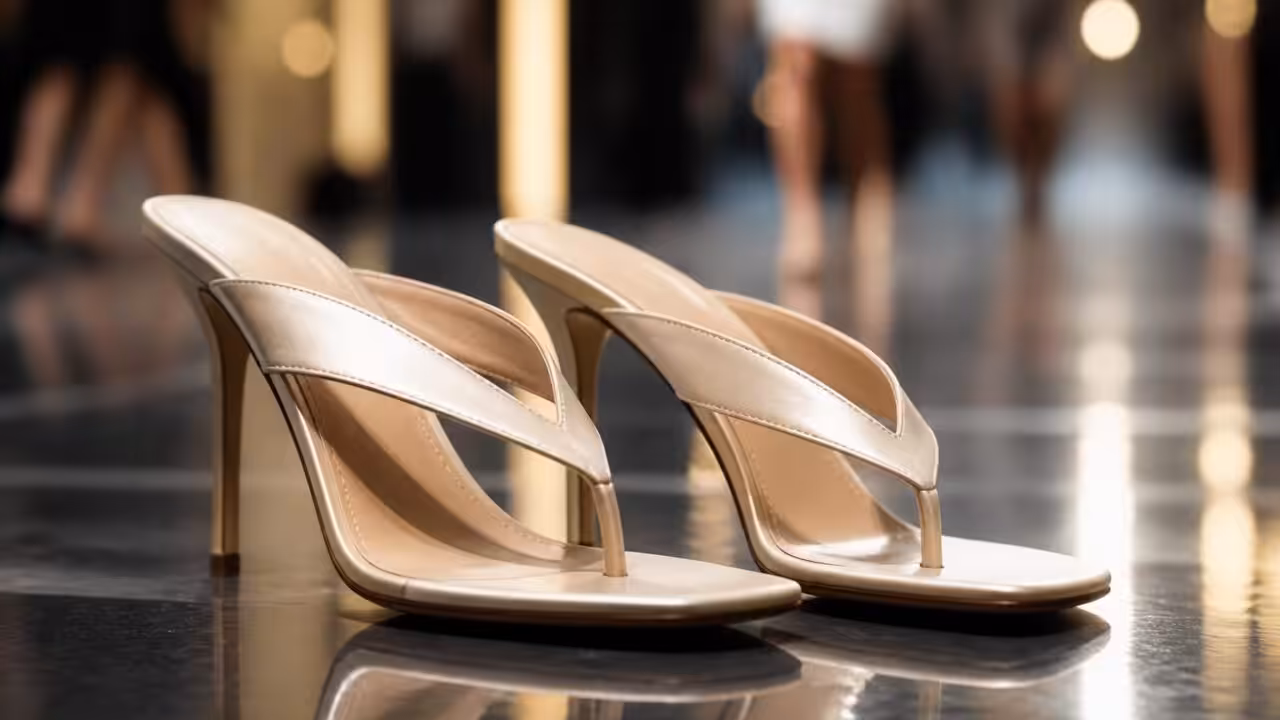 découvrez la paire de tongs à talon présentée à la fashion week de copenhague, qui séduit déjà les fashionistas du monde entier par son style unique et audacieux.